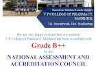 व्ही पी कॉलेज ऑफ फार्मसी महाविद्यालयाला नॅक B++ चे मानांकन प्राप्त