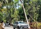 मालवण येथे पर्यटकाच्या कारची वीज खांबाला धडक