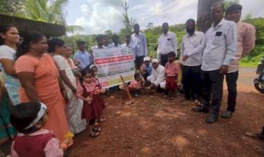 किर्लोस येथे 'एक मुल एक झाड' या संकल्पनेतून  कृषीदूतांकडून वृक्षारोपण.