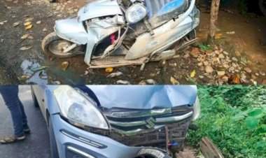 माडखोल येथे इर्टिगा आणि दुचाकीमध्ये अपघात