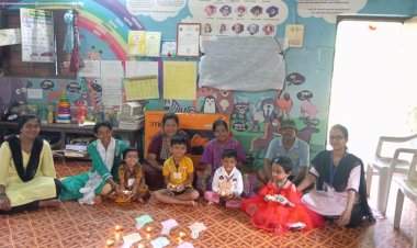 लहानग्यांच्या हस्ते अंगणवाडीत आनंदी दिवाळी साजरी