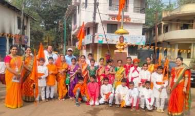 कळसुलकर प्राथमिक शाळेच्या मुलांनी शिवरॅली काढत साजरी केली शिवजयंती