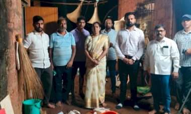 करूळ येथील नुकसानग्रस्त घराची सभापती सिद्धेश रावराणेंकडून पाहणी.