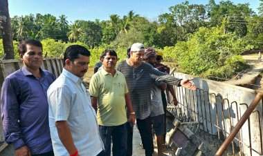 पाट देसाईवाडा येथील साकवाच्या कामाला गती....जि. प. माजी उपाध्यक्ष रणजीत देसाई यांच्याकडून पाहणी