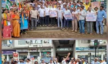 मानवी साखळी करून मोदी सरकारला दर्शवला कुडाळातून पाठिंबा.....दिल्लीतील घडामोडींवर भाजप आक्रमक 