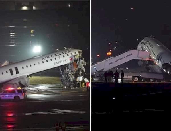 लँडिंगदरम्यान एअर कॅनडा एक्सप्रेस विमानाची ग्राउंड फायर व्हेइकलला धडक