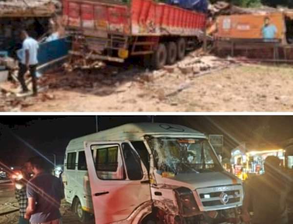 भरधाव ट्रकने दुचाकीस्वारासह दोन गाईंना चिरडले....गगनबावडा येथील घटना