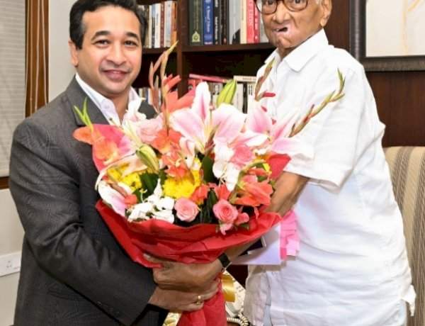 मंत्री नितेश राणे यांनी घेतली जेष्ठ नेते शरद पवारांची ‘सिल्वर ओक’वर भेट.......ससून डॉकच्या आधुनिकीकरणासह मच्छीमारांच्या हिताच्या विविध विषयांवर चर्चा