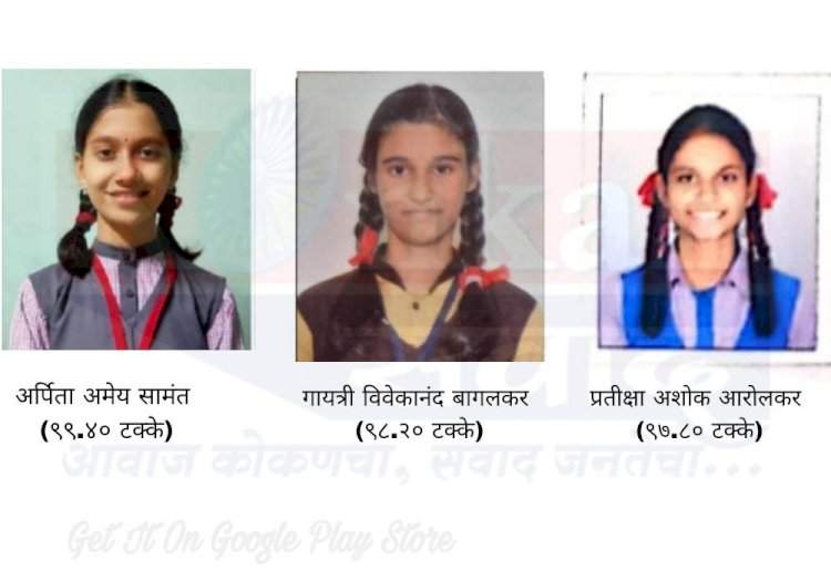 वेंगुर्ला तालुक्याचा दहावीचा निकाल ९९.७१ टक्के. तालुक्यात अर्पिता सामंत प्रथम, गायत्री बागलकर द्वितीय तर प्रतीक्षा आरोलकर तृतीय.