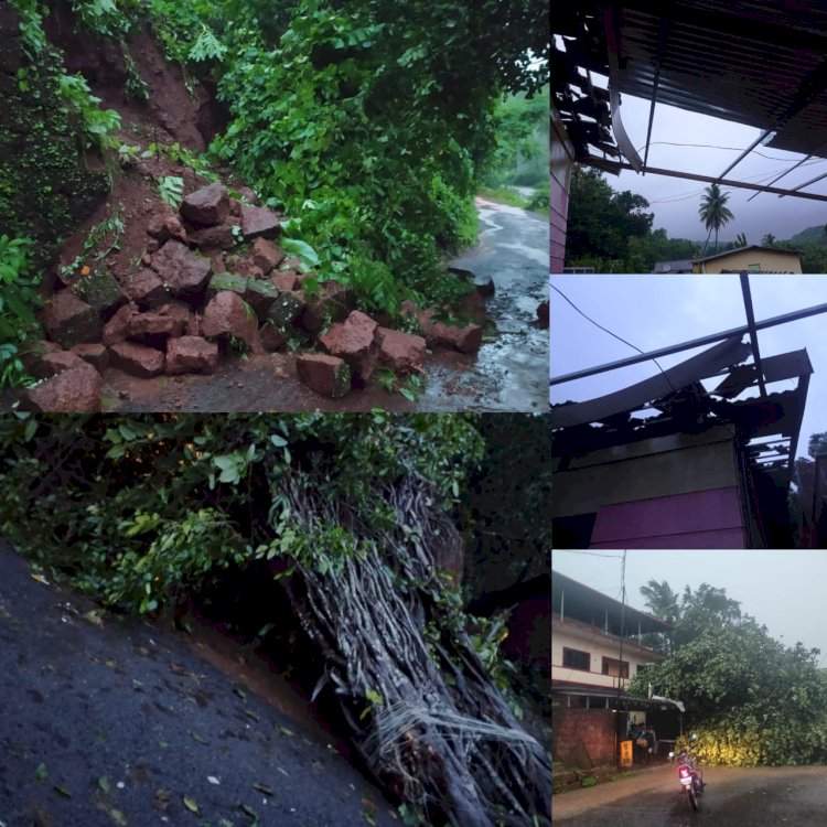 देवगडमध्ये मुसळधार वादळी वाऱ्यासह पाऊस; दाभोळे शिरगाव येथे घरावर कोसळले झाड. रहाटेश्वर येथील कॉजवे पाण्याखाली तर शिरगाव बाजारपेठेत वटवृक्ष उन्मळून पडल्याने वाहतूक ठप्प.