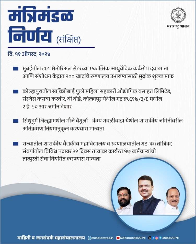 राज्य मंत्रिमंडळ बैठकीत सिंधुदुर्गवासियांसाठी महत्वाचा निर्णय!
