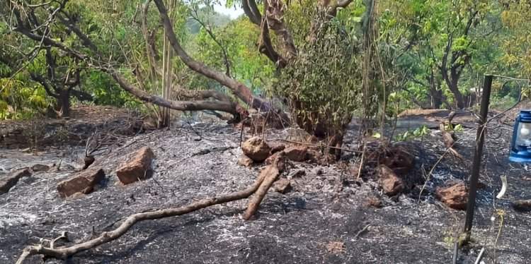 कांदळगाव येथे शॉर्टसर्किटमुळे भीषण आग